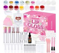 JCOOS Lip Gloss Making Kit, Lip Gloss Set for Teens Kids Tweens Girls Woman Lip Kit Fun DIY Lipgloss Making Kit, Make Your Own Lip Gloss Kit, Moisturizing Glitter Kids Gifts Stuff for Girls 10-12