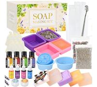Jcoos Soap Making Kit, Soap Making Kit for Adults and Kids, Soap Making Accessories: Soap Base for Melt and Pouring, Soap Mold, Soap Paint, Fragrances, FLO