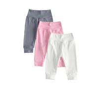 JCOPLY Baby Girl Leggings 3 Pack Set Toddler Ribbed Cotton Trousers 0-3T (Gray White Pink, 2-3 Years)