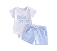 JCOPLY Big Little Brother Matching Outfits Baby Boy Summer Clothes 2Pcs (Little Brother White, 0-3 Months)