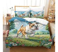 JCOUSDAEO 3 Pieces English Bulldog 3D Printed Comforter Cover Bedding Sets Ultra Soft Microfiber Easy Care Quilt Cover Set with 2 Pillowcases Super King(260x220cm)