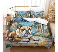 JCOUSDAEO 3 Pieces English Bulldog 3D Printed Duvet Cover Bedding Set Soft Microfiber Easy Care Quilt Cover Set with 2 Pillowcases Super King(260x220cm)