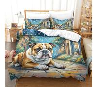 JCOUSDAEO 3 Pieces English Bulldog 3D Printed Duvet Cover Bedding Sets Brushed Microfibre Easy Care with 2 Pillowcases Double(200x200cm)
