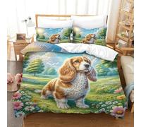 JCOUSDAEO 3 Pieces English Springer Spaniel 3D Printed Comforter Cover Bedding Set Ultra Soft Microfiber Easy Care Quilt Cover Set with 2 Pillowcase King(220x240cm)