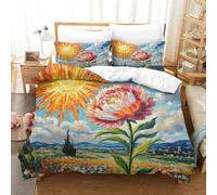 JCOUSDAEO 3 Pieces Fatsia Japonica Flower 3D Printed Duvet Cover Beautiful Flower Bedding Set Brushed Microfibre Soft Easy Care Quilt Cover Set with 2 Pillowcases Super King(260x220cm)