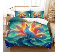 JCOUSDAEO 3 Pieces Nine-tailed Fox 3D Printed Comforter Cover Bedding Sets Ultra Soft Microfiber Easy Care with 2 Pillowcases King(220x240cm)