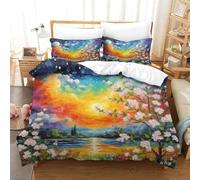 JCOUSDAEO 3 Pieces Prickly Plum 3D Printed Duvet Cover Beautiful Flower Bedding Sets Brushed Microfibre Soft Easy Care Quilt Cover Set with 2 Pillowcases Super King(260x220cm)