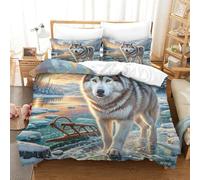 JCOUSDAEO 3 Pieces Siberian Husky 3D Printed Comforter Cover Bedding Set Ultra Soft Microfiber Easy Care with 2 Pillowcases Super King(260x220cm)