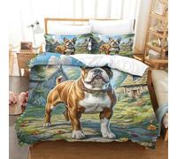 JCOUSDAEO 3 Pieces Staffordshire Bull Terrier 3D Printed Duvet Cover Bedding Sets Brushed Microfibre Soft Easy Care Quilt Cover Set with 2 Pillowcases Super King(260x220cm)