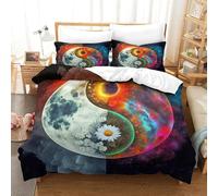 JCOUSDAEO 3 Pieces Yin-yang 3D Printed Comforter Cover Gossip Bedding Set Brushed Microfibre Soft Easy Care Quilt Cover Set with 2 Pillowcases Double（200x200cm）