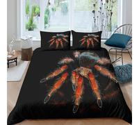 JCOUSDAEO 3D Easy Care Microfiber Spider Comforter Cover Breathable Bedding Set with Matching Pillowcase ExoticArachnidStyle Quilt Cover Sets All Season for Bedroom Decoration Single（135x200cm）