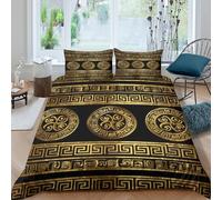 JCOUSDAEO 3D Easy Care Microfibre Greek border Duvet Cover Breathable Bedding Set with Pillow Cases Ancient geometric pattern Bed Quilt Cover All Season Soft for Boys Girls Kids King（220x240cm）