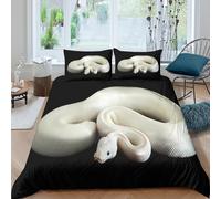 JCOUSDAEO 3D Print Easy Care Microfibre White snake Bedding Quilt Cover All Season Bedding Set with Pillow Cases exotic pet style Quilt Cover Sets Soft for Boys Girls Kids Super king（260x220cm）
