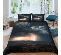 JCOUSDAEO 3D Print Soft Microfiber Stormy sky Duvet Cover Easy Care Breathable Bedding Set with Pillowcases Dramatic weather scene Quilt Cover All Season for Kids Teens Adults Double（200x200cm）