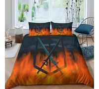 JCOUSDAEO 3D Skin-Friendly Microfibre fantasy swords Comforter Cover Set Easy Care Bedding Set w/Pillow Cases epic battle style Quilt Cover All Season Breathable for Home Decor King（220x240cm）