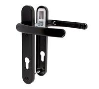 JCP PRO uPVC Door Handle Pair Set Sprung 92 PZ 92mm, Backplate 212mm x 34mm (122mm Screw Centres, Black)