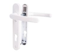 JCP PRO uPVC Door Handle Pair Set Sprung 92 PZ 92mm, Backplate 212mm x 34mm (122mm Screw Centres, White)