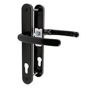 JCP PRO uPVC Door Handle Pair Set Sprung 92 PZ 92mm, Backplate 242mm x 34mm (210mm Screw Centres, Black)