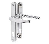 JCP PRO uPVC Door Handle Pair Set Sprung 92 PZ 92mm, Backplate 242mm x 34mm (210mm Screw Centres, Polished Chrome)