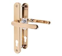 JCP PRO uPVC Door Handle Pair Set Sprung 92 PZ 92mm, Backplate 246mm x 32mm (215mm Screw Centres, Polished Gold)