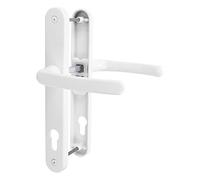 JCP PRO uPVC Door Handle Pair Set Sprung 92 PZ 92mm, Backplate 246mm x 32mm (215mm Screw Centres, White)