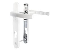 JCP uPVC Door Handle Pair, 122mm Screw Centres, 92 mm PZ Sprung Set, 220mm X 30mm Backplate, White