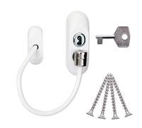 JCP Window Restrictor for Baby and Child Safety, Wire Cable Restrictor UPVC Window Safety Lock, Restricts Window Opening, Key Locking (1 x Pack, White)