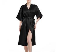 JCQIGOA Bride Silk Dressing Gown for Women UK Ladies Kimono Satin Robe Lightweight Japanese Wedding Dressing Gowns Pyjama Short, Pink,L