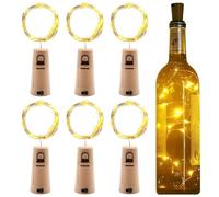 JCSJK 6Pcs Bottle Lights with Cork, 2m 20 LED Wire Wine Bottle Lights Warm White Fairy Mini String Lights Battery Operated for Birthday, Wedding, Christmas DIY Indoor/Outdoor Table Decoration