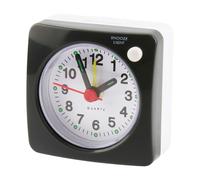 JCSJK Silent Analogue Travel Alarm Clock with Light, Battery Operated Large Display Snooze Clock Bedside Alarm Non Ticking Free Standing for Bedrooms, Glow in the Dark, 6×6cm