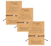 JCSJK Sun Moon Star Friendship Bracelets for 3, Best Friend Long Distance Matching Bracelets, Adjustable String Braided with Friend Ship Card, Wish Promise Gift for Sister (Silver)