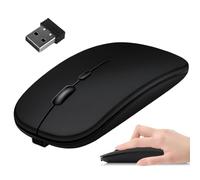JCSJK Wireless Mouse, Bluetooth & 2.4GHz with USB Receiver, 800-1600 DPI Optical Tracking, Rechargeable Slim Silent Cordless Mouse, Long Battery Life Mice for Mac Laptop PC Computer