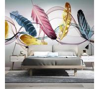 JCSMKFQ Mural 3D Self-Adhesive PVC Wallpaper Abstract Lines Color Feather Living Room Bedroom Background Wall Art Decoration Sticker