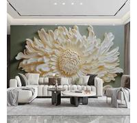 JCSMKFQ Mural 3D self-Adhesive PVC Wallpaper Three-Dimensional Relief Chrysanthemum Living Room Bedroom Background Wall Art Decoration Sticker