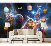 JCSMKFQ self Adhesive PVC Mural 3D Wallpaper Beautiful Universe Galaxy Planet wall Painting Background wall Living Room Bedroom Decorative Art