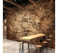 JCSMKFQ self Adhesive PVC Mural 3D Wallpaper Vintage Wood Grain World map wall Painting Background wall Living Room Bedroom Decorative Art