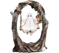 JCSY Swinging Shadows Swinging Ghost on Tree Swing Halloween Home Desktop Decoration Cute Ghost Figurine Ghost Figurine & Ornament for Indoor Outdoor Porch 7.9in (Style A) (Style A)