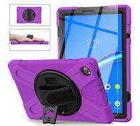 JCTek Case for Lenovo Smart Tab M10 Plus TB-X606F TB-X606X with Screen Protector, Hybrid Armor Rugged Protective Case, Hand Strap & Shoulder Strap (purple)