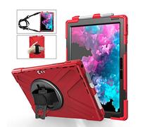 JCTek Rugged Shock-proof Protective Case for Microsoft Surface Pro 7, 360 Degree Rotating Handle/Stand, Shoulder Strap and Pen Holder for Surface Pro 6 2018/ Pro 5 2017/ Pro 4 2015 (red)