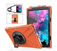 JCTek Rugged Shock-proof Protective Case for Microsoft Surface Pro 7, 360 Degree Rotating Handle/Stand, Shoulder Strap and Pen Holder for Surface Pro 6 2018/ Pro 5 2017/ Pro 4 2015 (orange)