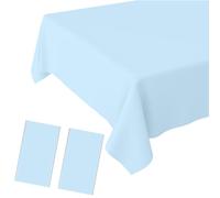 JCTHKUKU 2 Pack Plastic Light Blue Tablecloths Disposable Table Covers 54" x 108" Baby Pale Blue Pastel Table Cloths for Parties Bridal Shower Engagement Wedding Birthday
