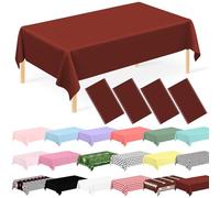 JCTHKUKU 4 Pack Burgundy Plastic Tablecloth Disposable Maroon Table Cloth for Rectangle Tables Burgundy Party Decorations for Outdoor Picnic, Wedding, Baby & Bridal Shower, Birthday Party 54 x 108 in