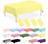 JCTHKUKU 4 Pack Yellow Tablecloth Disposable Baby Yellow Table Covers 54" x 108" Pastel Yellow Table Cloths for Parties Bridal Shower Engagement Wedding Birthday BBQ Picnic Indoors & Outdoors Party