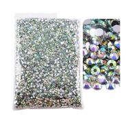 JCUIYyo Simulated resin diamonds with silver base and flat back which are not heat set in a large package with glitter (Light Green, 5mm)