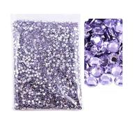 JCUIYyo Simulated resin diamonds with silver base and flat back which are not heat set in a large package with glitter (Light Purple, 5mm)