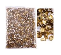 JCUIYyo Simulated resin diamonds with silver base and flat back which are not heat set in a large package with glitter (Gold, 3mm)