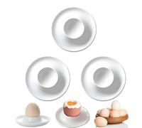 JCUQGDOO 3PCS Egg Cups, Egg Holders for Soft & Hard Boiled Eggs, Classic White Plastic Egg Stand, Microwave & Dishwasher Safe, Egg Tray for Boiled Eggs