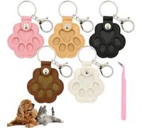 JCUQGDOO 5 Pack Pet Hair Collector Keychains, Memorial Keepsake with Transparent Window, Leather Pet Memorial Keychain Set for Collecting Hair With Snap Button, Keepsake Gift for Pet Lovers