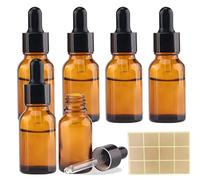 JCUQGDOO Amber Glass Dropper Bottle, 6pcs 10ml Dropper Bottle with Glass Pipette, Thick Dark Amber Glasses Essential Oils Bottles with 1 Tag, Ideal for Aromatherapy, DIY Blending Travel