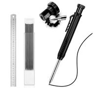 JCUQGDOO Carpenters Pencil, Solid Carpenter Pencil with 14 Refills, Carpentry Automatic Pencils Built in Sharpener,45mm Long Nose Nib Metal Solid Joiners Penci for Woodworking